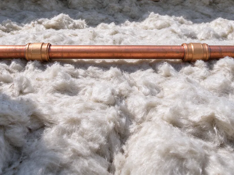A new copper section joined with press couplings where a burst line was cut out, in the attic of an Austin house
